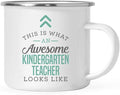 Andaz Press 11oz. Stainless Steel Campfire Coffee Mug Gift, This is What an Awesome Kindergarten Teacher Looks Like, 1-Pack, Birthday Gift Ideas Coworker Him Her, Includes Gift Box