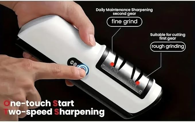 Electric Knife Sharpener with 20° Auto Angle Guide | 2-Stage Diamond Sharpening System | Rechargeable Professional Kitchen Knife Sharpener for Chef, Home & Stainless Steel Knives