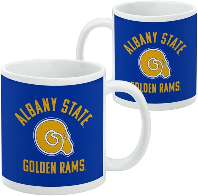 Albany State University Rams Logo Ceramic Coffee Mug, Novelty Gift Mugs for Coffee, Tea and Hot Drinks, 11oz, White