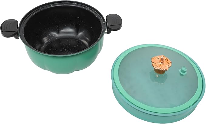 Micro Pressure Cooker, Non-stick Coating Multi-Function Micro Pressure Cooking Pot, Pumpkin Shaped Pressure Cooking Pot, for Home Kitchens, Dormitories, Flats, Etc, 8L/2.11gal (Green)
