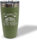 Tumblera Tumblers Travel Mugs Happy Birthday to You A Alphabet & Monograms Birthday Insulated Drinkware Personalized Tumbler Cups Coffee Tumbler Engraved Stainless-Steel 20 Oz Forest Green Design Only