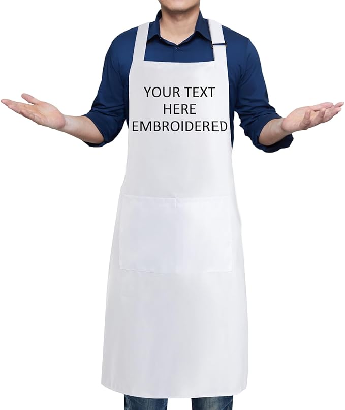 Personalized Aprons Custom Women Men Apron with Pockets Chef for Baking Bbq Grill Embroidered with Name Text
