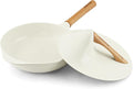 Nonstick Skillet with Lid ,10 Inch Deep Frying Pan, Toxin-Free Ceramic Frying Pan Cookware, Wabi-Sabi Style Healthy Non Toxic Cooking Pan with Helper Handle, Saute Pan Compatible with All Stovetops