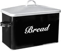 SOTECH Vintage Metal Bread Box Farmhouse Decor Style Pantry Organization and Storage Container,Space Saving Black with Silver Breadbox-Rustic Kitchen Decor