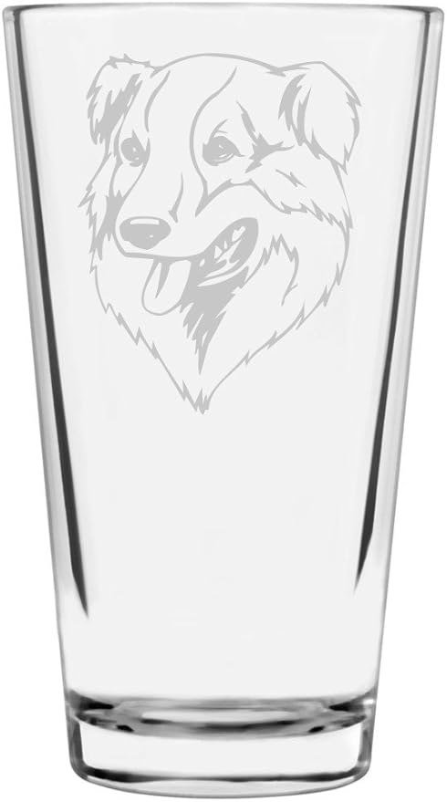 Old Time Farm Shepherd Custom Personalized Dog Themed Etched All Purpose 16oz Pint Glass