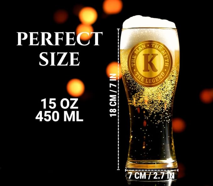 Personalized Beer Glass for Men, Funny Custom Alcohol Gifts for Beer Lovers, Unique Birthday Christmas Gifts for Him, the Man the Myth the Legend, D