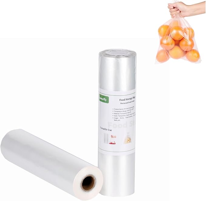 Food Storage Bags 12" x 16" 1.5 Gallons Clear Plastic Bag Roll Food-grade Plastic Produce Bag roll for lunches, Freezer & Oven-Safe PE bags for Kitchen Use, Fruits, Meat, Sandwich Bags 350/Roll