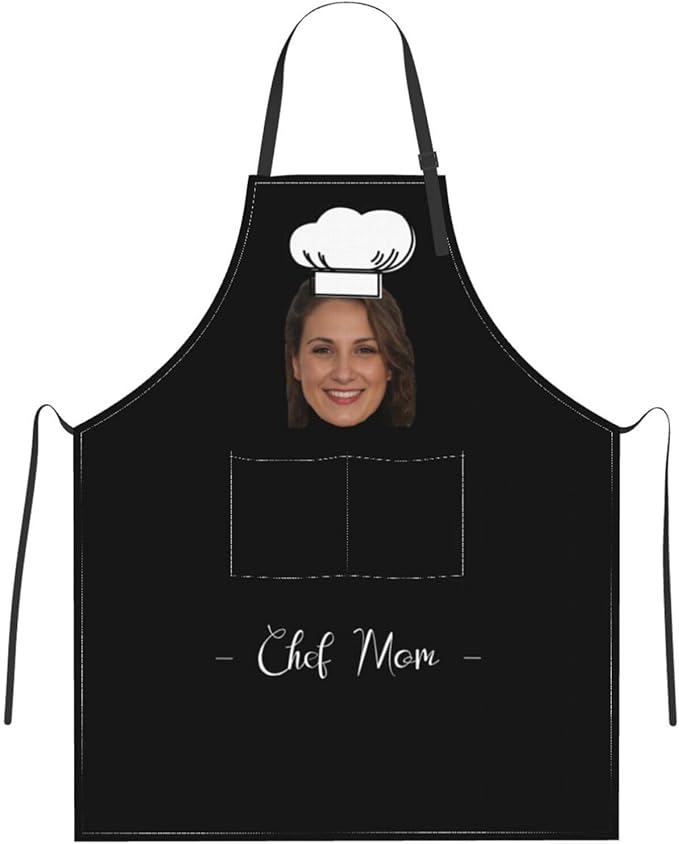 Custom Dog Face Apron for Men Women, Personalized Photo Bib Apron with Pockets, Customized Chef Aprons