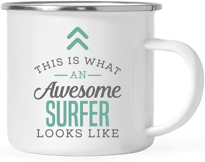 Andaz Press 11oz. Stainless Steel Campfire Coffee Mug Gift, This is What an Awesome Surfer Looks Like, 1-Pack, Birthday Gift Ideas Coworker Him Her, Includes Gift Box