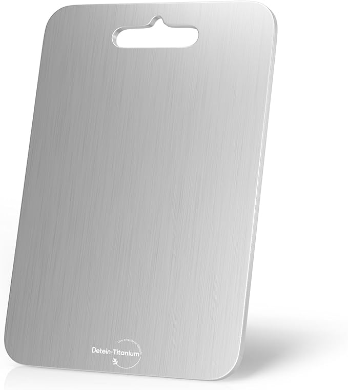 100% Pure Titanium Cutting Board for Kitchen 2mm Thickened, Easy to Clean, Dishwasher Safe, Double-Sided Chopping Board for Meat, Veggies, Fruits, Camping, Housewarming Gift (11.4" x 7.87")