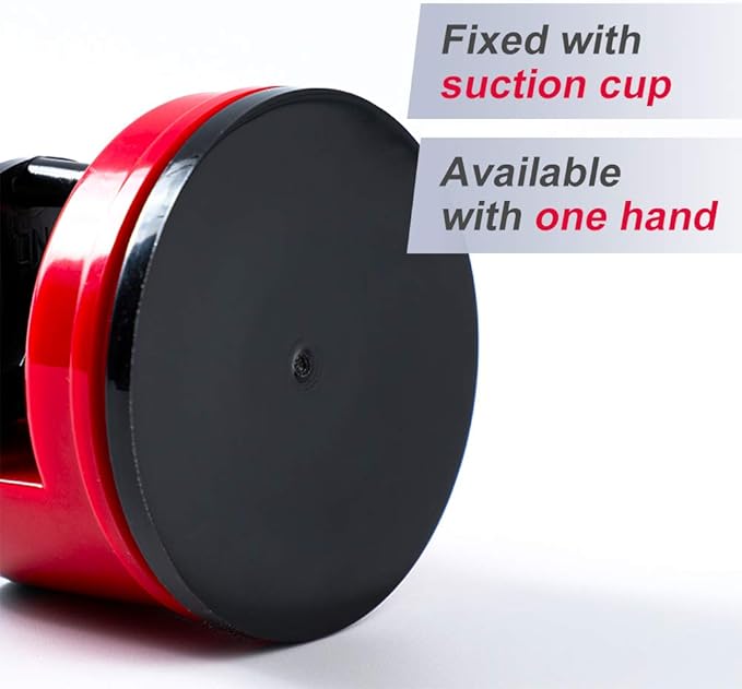 Knife Sharpener, knife sharpeners for kitchen knives, Kitchen Knife Sharpener with Suction Base, Pocket Knife Sharpeners Suitable for Most Knife Types, Red
