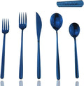 JASHII Mirror Polished Blue 30-Piece SUS304 Stainless Steel Flatware Set,Silverware Set Dinner Knife Fork Spoon Dessert Fork Salad Spoon Service for 6