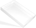 White Tray 20×12" with Cut Handles - Spill Proof Decorative Tray is an Ideal Countertop Organizer for Living Rooms, Ottoman Coffee Tables, Offices, Kitchens & Serving Guests