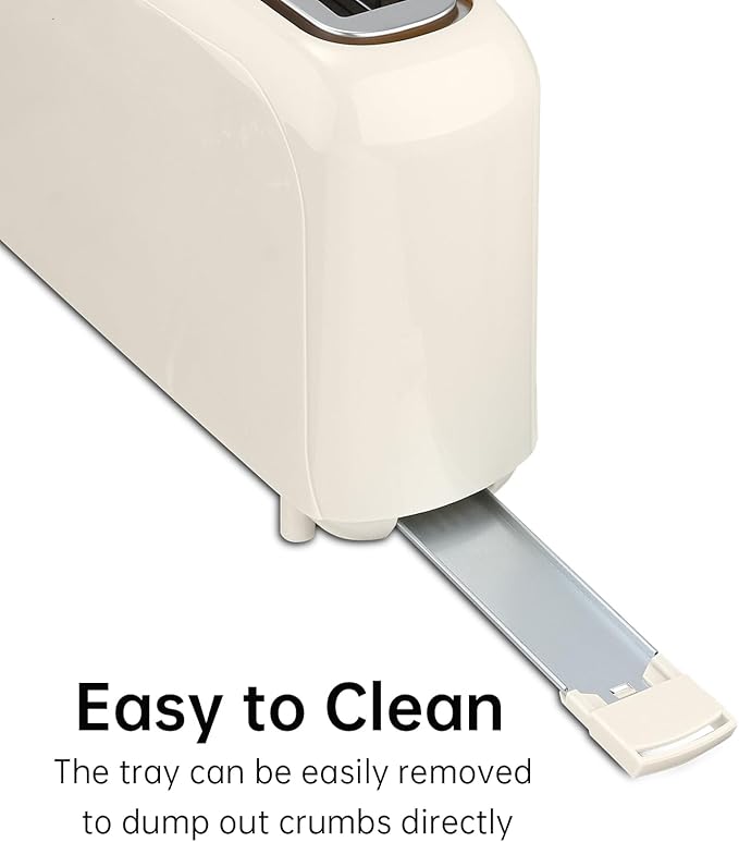 SEEDEEM 2 Slice Slim Toaster, Single 10" Long Slot Toaster Fits Bagels & Artisan Bread, 6 Shade Settings, Cancel/Reheat/Defrost, Removable Crumb Tray, Auto Shut-Off, White