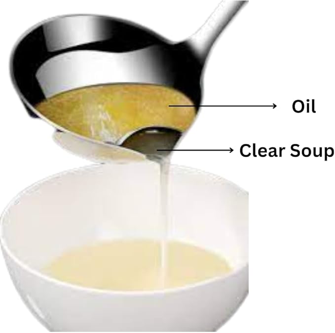 Oil Separating Stainless Steel Soup Ladle/Grease Trap Long Spoon/Fat Control Serving Spoon/Healthy Lifestyle/Kitchen Accessory