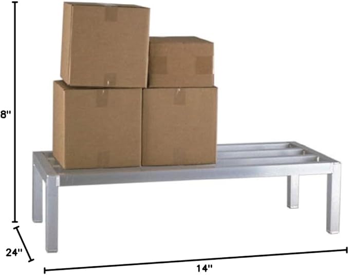 24" Long x 14" Wide | Height: 8" Off The Floor Aluminum Dunnage Rack | Storage in Restaurant, Kitchens and Garages and More!