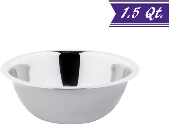 Betolla 1 1/2 Quart Stainless Steel Mixing Bowl – Medium Weight Flat Base Prep Bowl with Polished Mirror Finish for Baking, Cooking & Food Prep