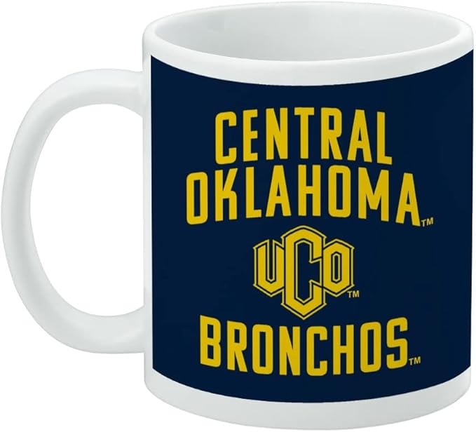 Central Oklahoma Bronchos Logo Ceramic Coffee Mug, Novelty Gift Mugs for Coffee, Tea and Hot Drinks, 11oz, White