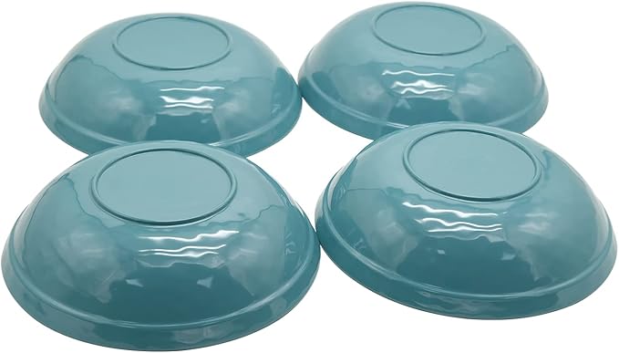 Gourmet Art Crackle 8.1" Melamine Salad and Pasta Bowls - Aquamarine 32 oz Set of 4