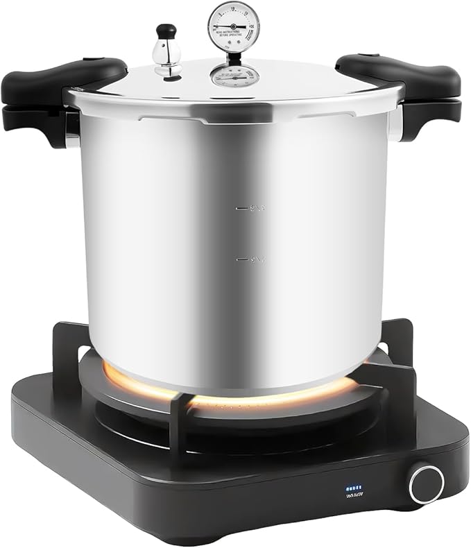 22L/23Qt Thickened Pressure Cooker 90Kpa Cylindrical Pressure Tank Aluminum Alloy Pressure Cooker Pressure Canner Rice Cooker with Steam Gauge for Vegetable Meat