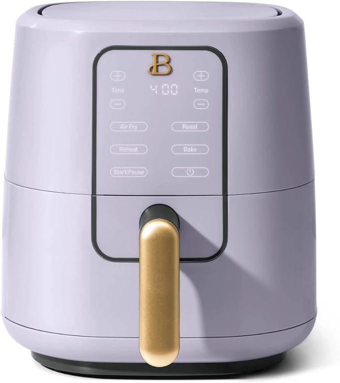Beautiful 3 Quart Digital Air Fryer with TurboCrisp Technology – Matte Finish, Touchscreen, Nonstick Basket (Lavender)