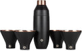 Snowfox Premium Vacuum Insulated Stainless Steel 22oz Cocktail Shaker and 4 Martini Glass Set, Home Bar Accessories, Elegant Drink Mixer, Leak, Proof Lid With Jigger & Built, In Strainer, Black/Gold