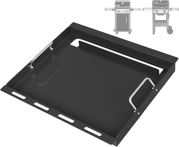 Full Size Griddle Inserts for Weber Spirit 200 Series Gas Grills, 7637 Flat Top Grill Griddle with Handles Replacement Part for Weber GS4 Spirit I & II S-210 E-210 E-220, Carbon steel, Black