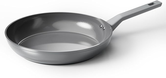 Sanho 12 Inch Nonstick Frying Pan, PFAS & PFOA Free Ceramic Coating, Induction Compatible Cookware, Stay-Cool Bakelite Handle, Gray