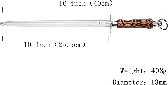 Honing Steel 10 inch Professional Knife Sharpener, High Carbon Steel, Fine Lines, High hardness, Knife Sharpening Steel Honing Rod