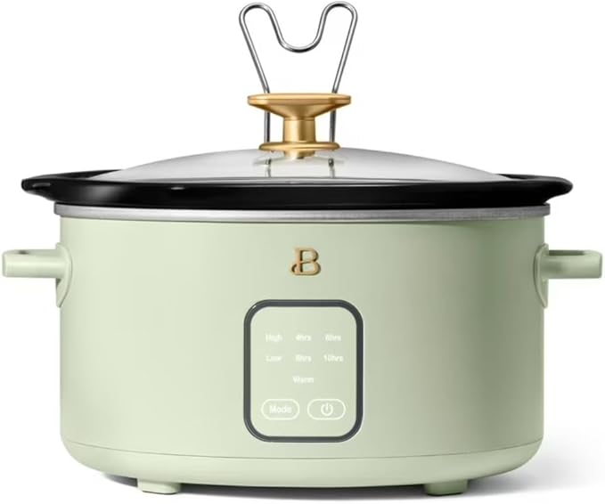 Beautiful by Drew Barrymore 4Qt Slow Cooker, Touch-Activated Display, 4 Presets, Auto Warm, Dishwasher-Safe Pot.