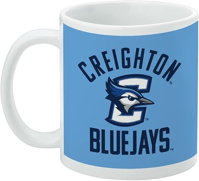 Creighton University Bluejays Ceramic Coffee Mug, Novelty Gift Mugs for Coffee, Tea and Hot Drinks, 11oz, White