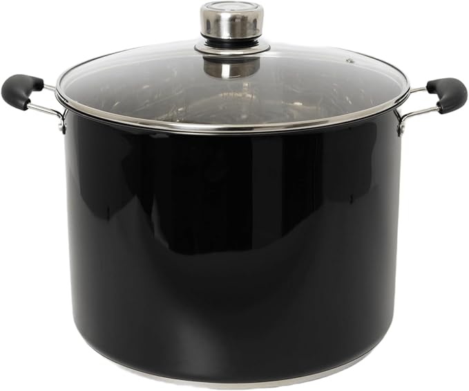 Lehman's 21.5-Quart Water Bath Canner with Pressure Gauge, Durable Stainless Steel Stockpot for Home Canning and Preserving, Black