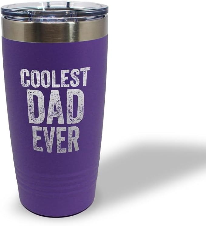 Tumblera Tumblers Travel Mugs Coolest Dad Ever C Family & Friends Dad Insulated Drinkware Personalized Tumbler Cups Coffee Tumbler Engraved Stainless-Steel 20 Oz Purple Design Only