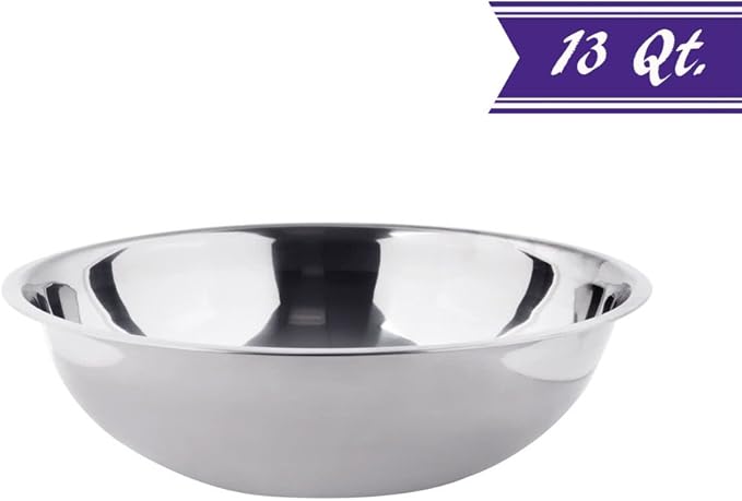 Betolla 13 Quart Stainless Steel Mixing Bowl – Medium Weight Flat Base Prep Bowl with Polished Mirror Finish for Baking, Cooking & Food Prep