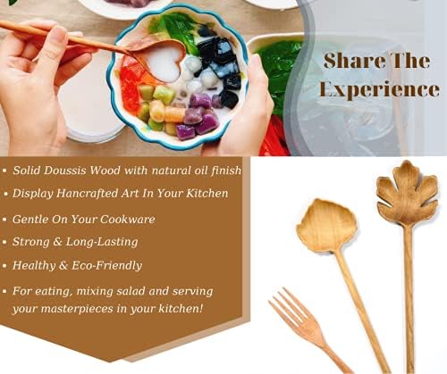 Natural Wooden Spoons and Forks Set (Set of 6), Hostess Gifts for Women, Couple, Christmas Gifts Ideas, New Year for Mom, Kitchen Cottagecore, Handmade Cooking Gift Ideas