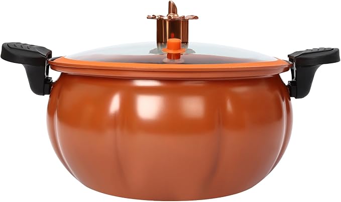 Pumpkin Micro Pressure Cooker Fast Cooking Cookware, 8L Large Capacity Microwave Kitchenware with Detachable Handle, One-Hand Operating Glass Lid and Handle, Micro Pressure Cookware for Stovetops
