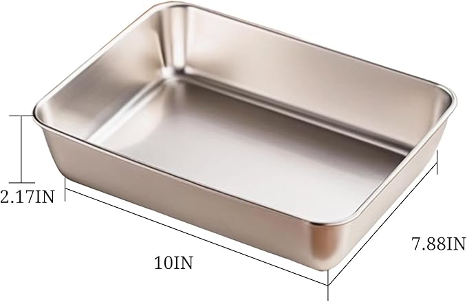 Stainless Steel Food Storage Containers with Lids (2 Pack) - Leak Proof Stackable Meal Prep Containers, BPA-Free Food Safe, 10x7.8x2.1in Rectangular Lunch Containers for Leftovers, Fruits, Deli