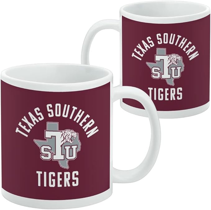 Texas Southern University Tigers Logo Ceramic Coffee Mug, Novelty Gift Mugs for Coffee, Tea and Hot Drinks, 11oz, White