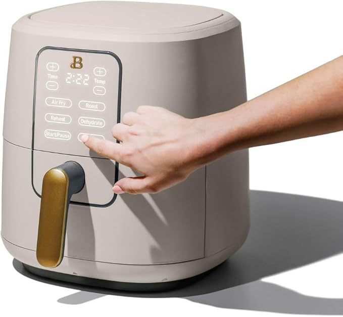 Beautiful by Drew Barrymore 6-Quart Digital Air Fryer, TurboCrisp Technology, Touch-Activated Display, 1750W, 90–400°F, Dishwasher-Safe Basket (PORCINI TAUPE)