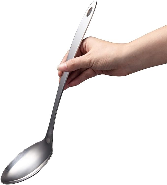 IMEEA Cooking Spoon Stainless Steel Large Serving Spoon Slotted Spoons for Cooking 12.8-Inch, Set of 2