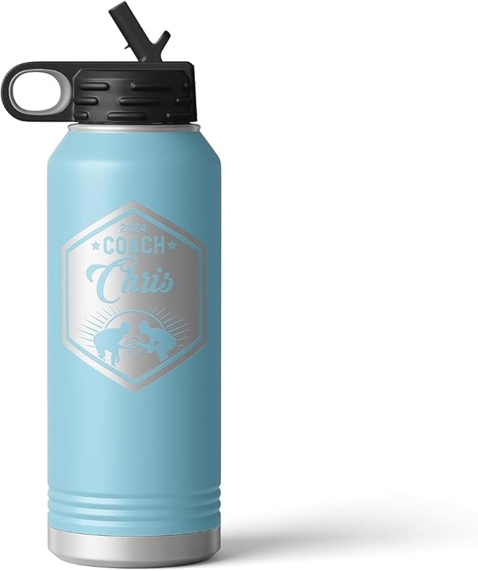 Wrestling Coach gifts, Tumbler, Coach tumbler, Wrestling gifts, Coach Beer glass, Coach gift, Coach gifts, Wrestling Coach (Wrestling Hexagon, Sky Blue, 32oz Water Bottle)