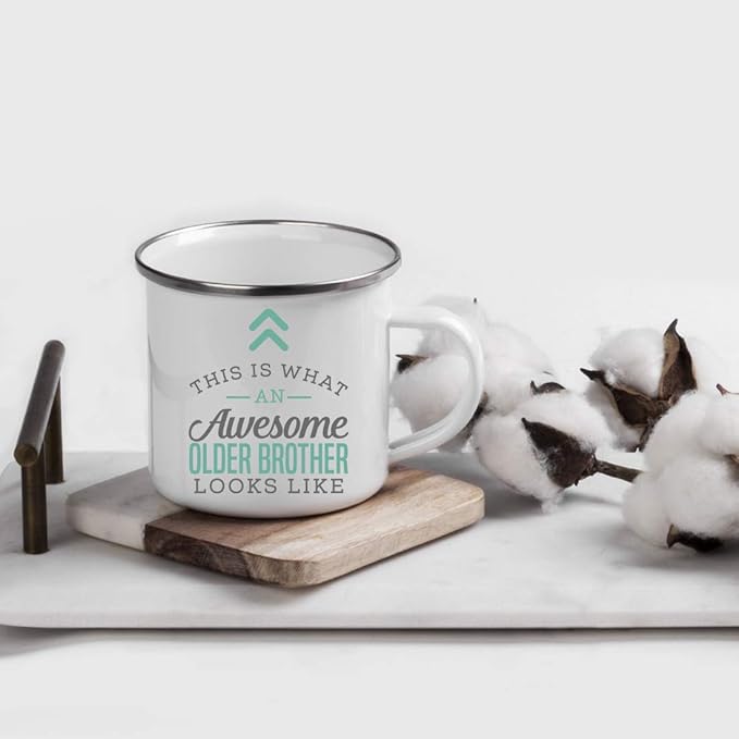 Andaz Press 11oz. Stainless Steel Campfire Coffee Mug Gift, This is What an Awesome Older Brother Looks Like, 1-Pack, Birthday Gift Ideas Coworker Him Her, Includes Gift Box