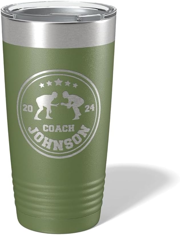 Wrestling Coach gifts, Tumbler, Coach tumbler, Wrestling gifts, Coach Beer glass, Coach gift, Wrestling Coach, Coach gifts, Wrestling Coach (Wrestling Circle, Olive, 20oz Tumbler)