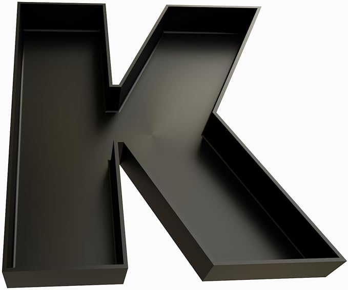 Hard Plastic Reusable Fillable Letters Numbers Serving Trays for Party Decoration (K, Black)