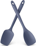 600ºF Heat Resistant Silicone Spoons: U-Taste Flexible Baking Spoon Spatula & Cooking Scoop Spoonula, Seamless Kitchen Utensils for Serving, Scraping, Scooping in Non-Stick Cookware (Midnight Blue)