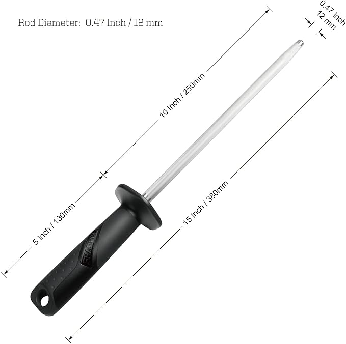 SHARPAL 117N Professional Kitchen Knife Sharpening Honing Steel Sharpener Rod Restore Blade Quickly(10 Inch)