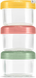 Ello Color Lock 3-Pack 4oz Reusable Glass Condiment Containers with Screw-on Leak-Proof Lid, Perfect for Salad Dressing Sauce Dips, Lunchbox Picnic, BPA-Free, Desert Festival