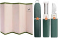 Foldable Cutting Board Great for Fruits-Veggies, Includes Built-in Peeler, Grater and Small Knife with Bottle Opener, Ergonomic Design for Kitchen and Travel, Color May vary on Green or Orange.
