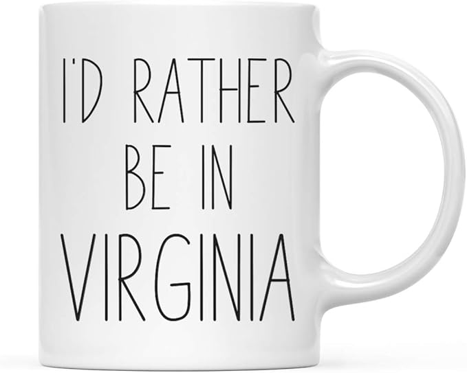 Andaz Press U.S. State 11oz. Coffee Mug Gift, I'd Rather Be in Virginia, 1-Pack, Long Distance College Going Away Study Abroad Birthday Christmas Gifts