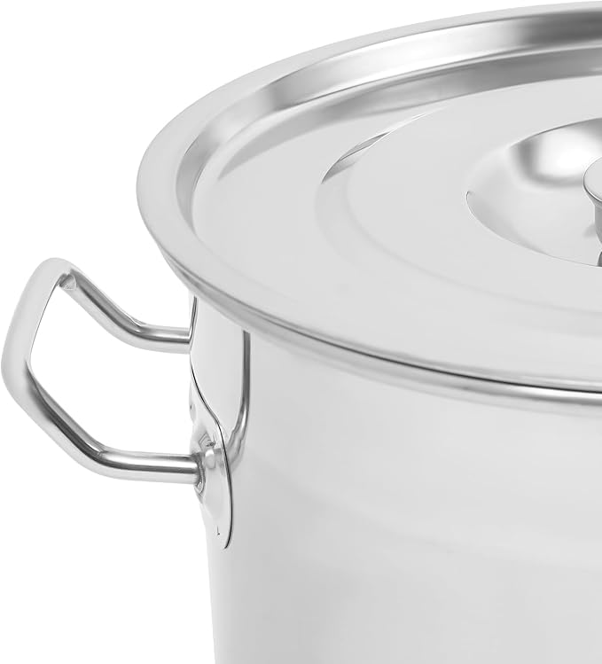 33L/34.8Qt Commercial Large Stock Pot with Lid,Nickel Free Stainless Steel Cookware Healthy Polished Stockpots, Induction Soup Pot for Cooking Home Use